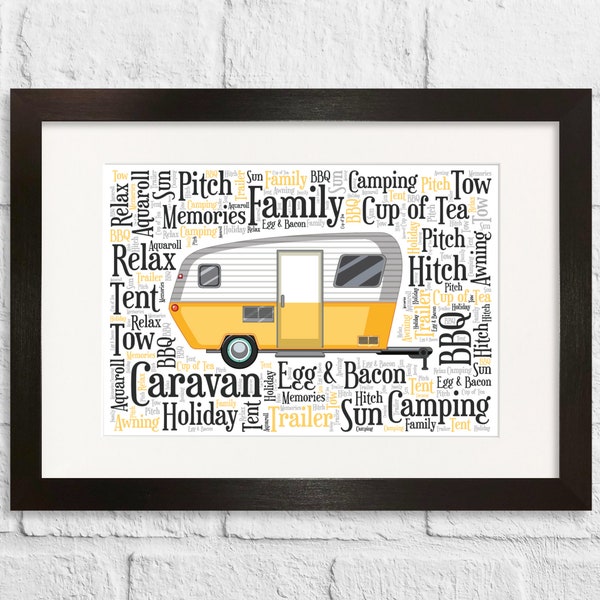 Personalised Caravan Word Art - Camping lover present idea - Caravanner Word Art - Glamping gift idea