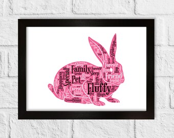 Personalised Bunny Rabbit Print | Bunny Gift Word Art | Wall Room Decor Prints | Bunny | Pet Portrait | Pet Owner | Animal Lover