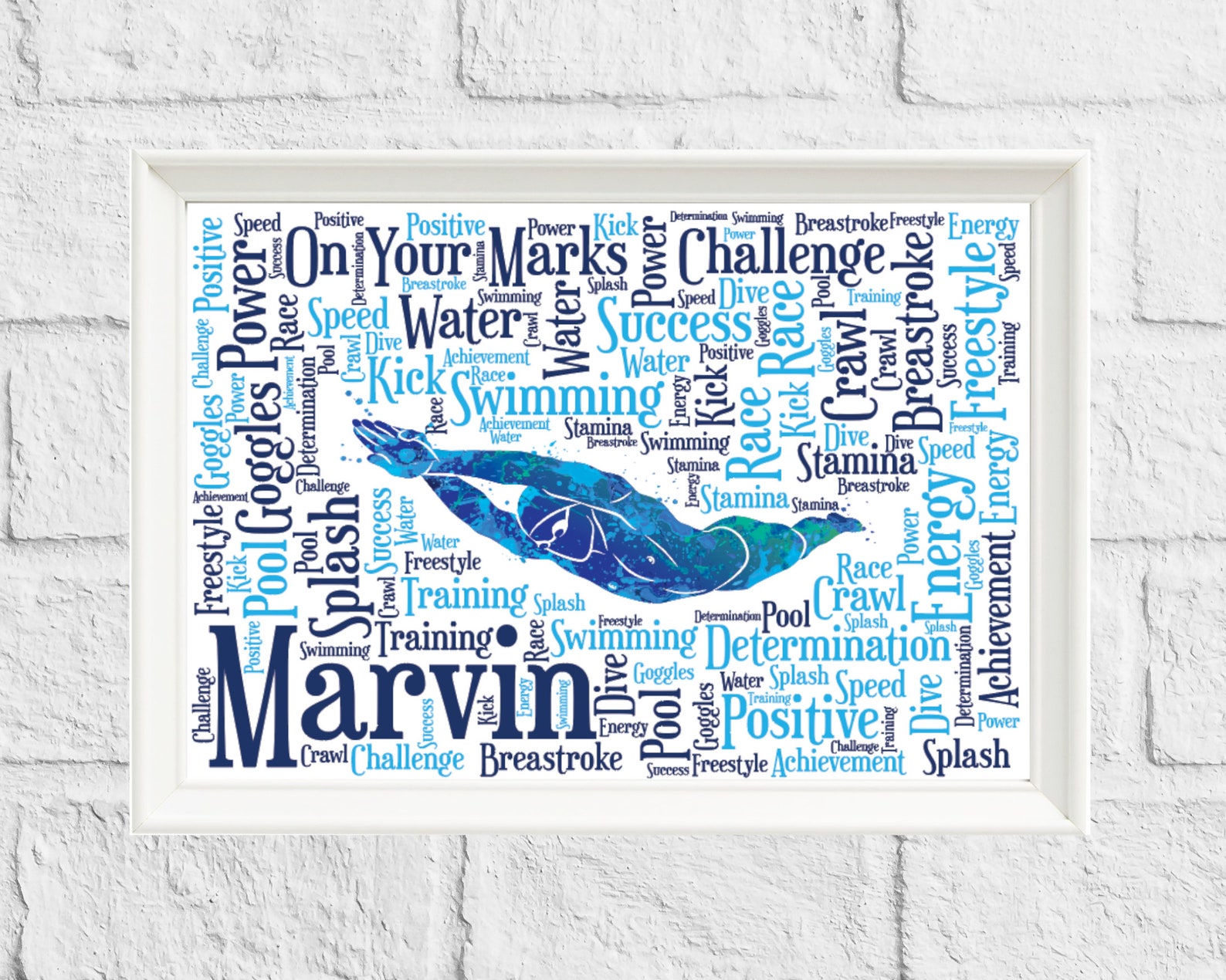 Personalised Swimming Gift print Swimmer Word Art Wall Print Etsy