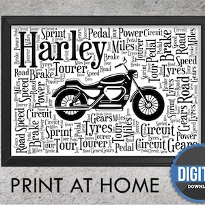 DIGITAL DOWNLOAD - Personalised Tourer motorbike Gift - Word Art Wall Print - Cruiser Motorbike personalised gift Custom Word Cloud Wall Art