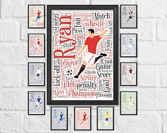 Christmas Birthday Gift Print Any Team Any Colour Football Shirt Word Art