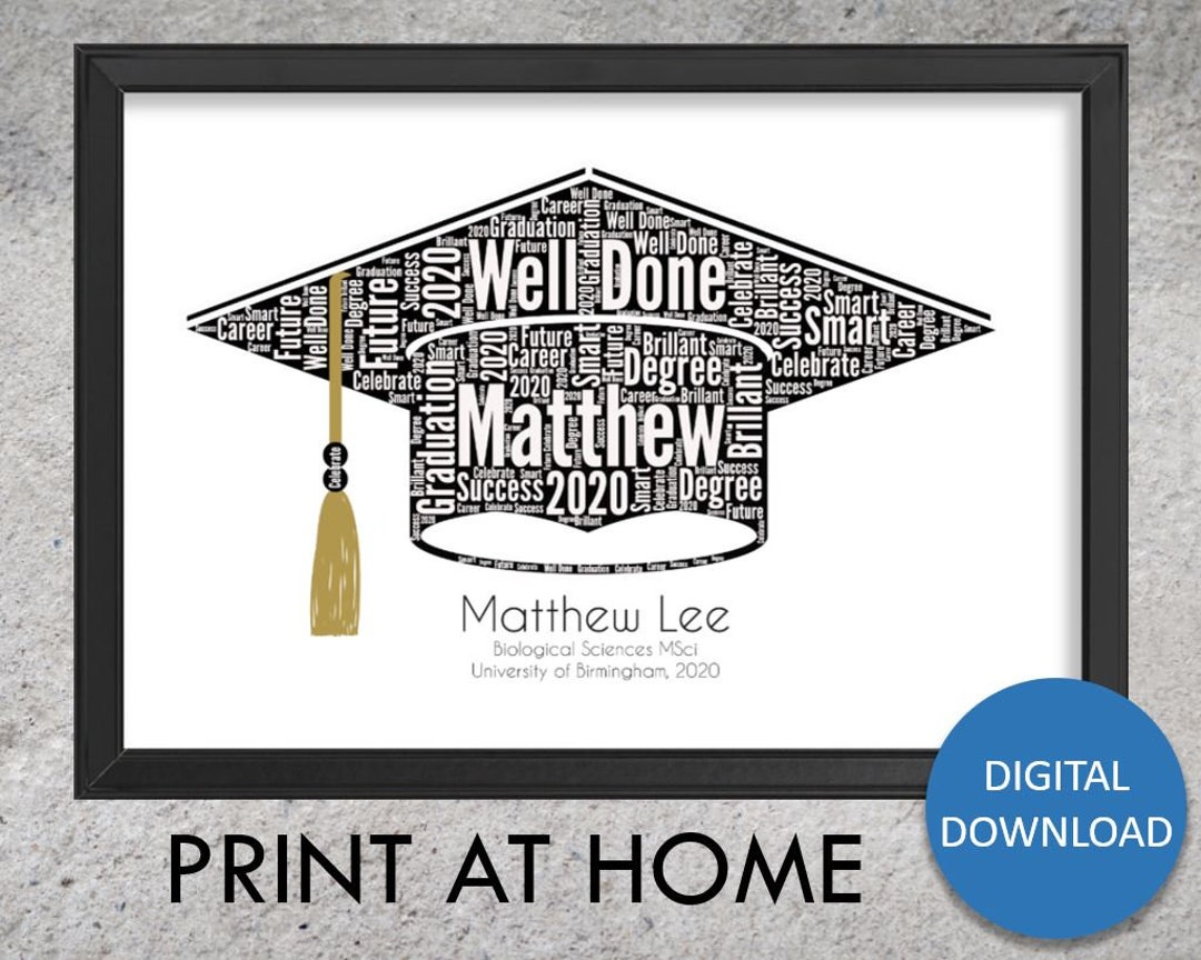 Personalized Graduation Word Art – Mortarboard Gift (digital Download ...