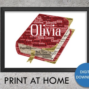 DIGITAL DOWNLOAD - Personalised Book gift print, Word Art print, Bible art, University, Graduation Print