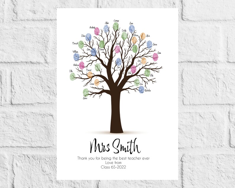 Fingerprint Tree Teacher Gift Wedding Guest Book Retirement - Etsy UK