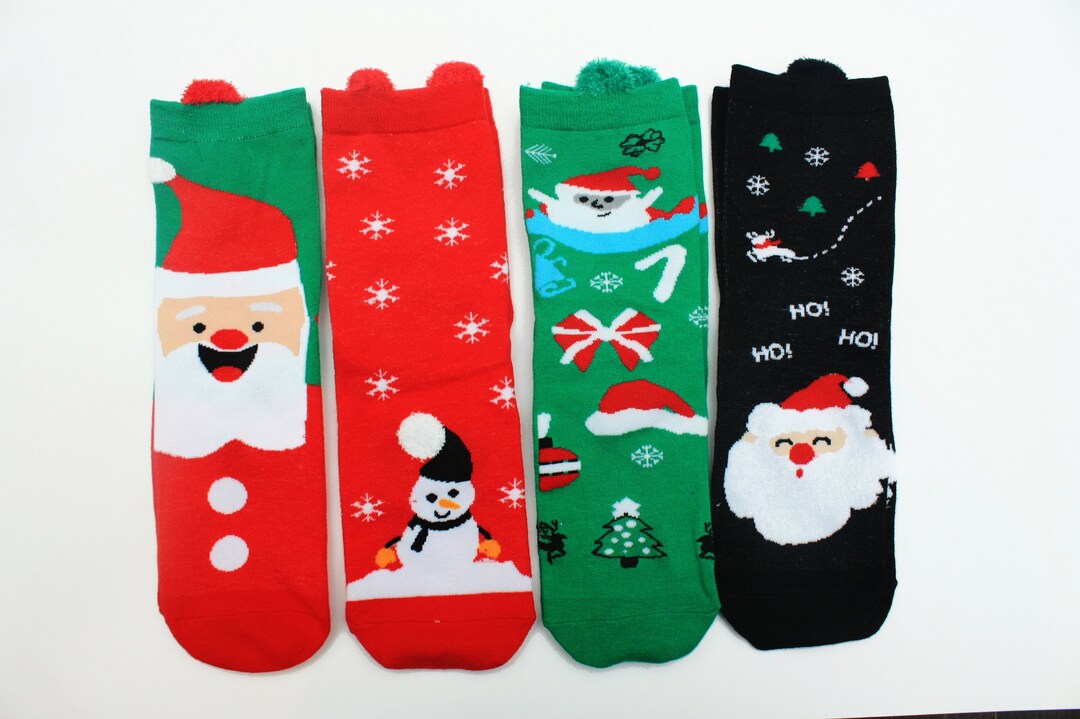 Christmas Knee Socks 4 Pairs All Ages 100 Percent Soft Etsy