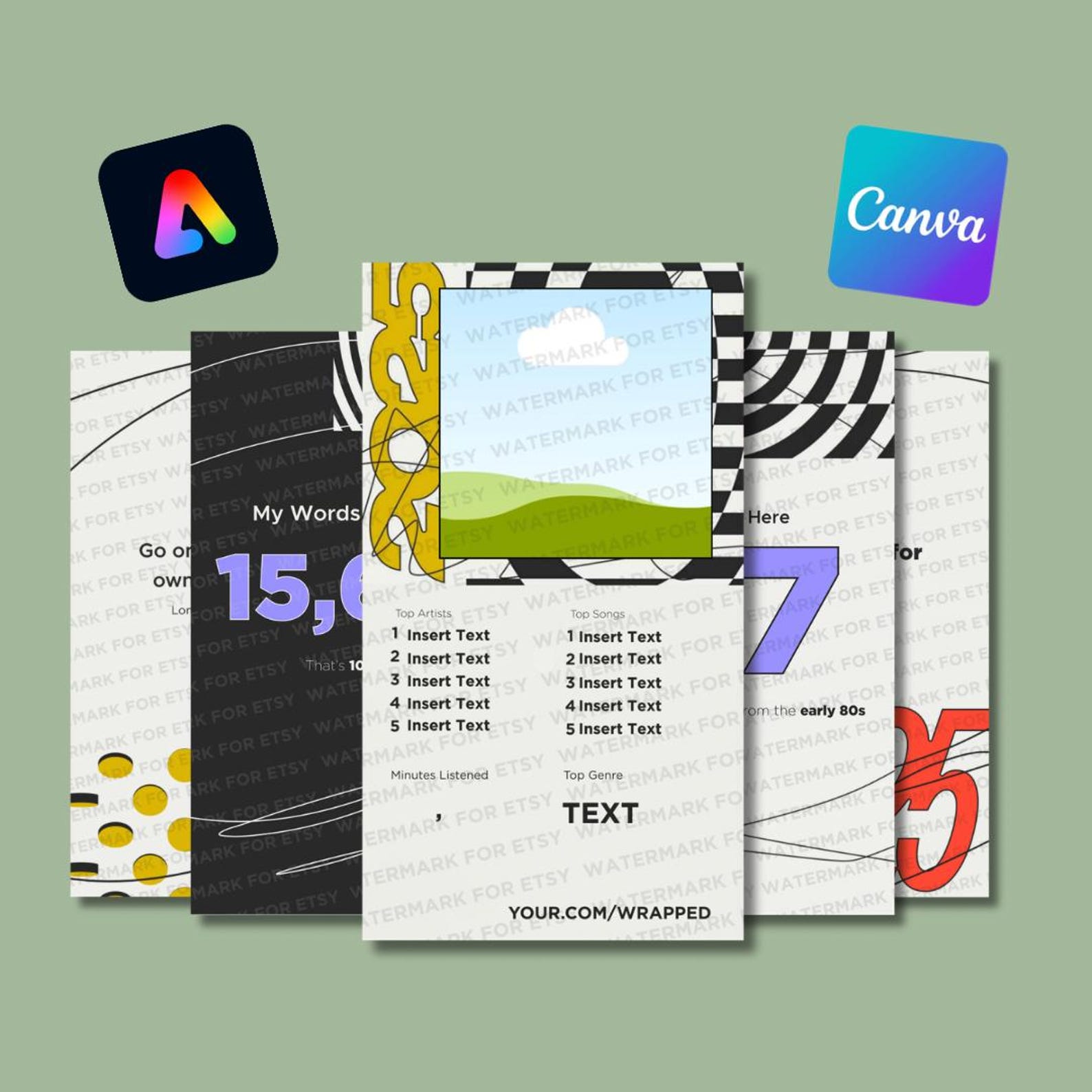 Spotify Wrapped 2025 Editable Template - Etsy