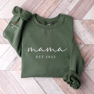 Mothers Day Gift, Gifts For Mom, Mom Gift, New Mom Gift, Mama Sweatshirt, Mom Shirt Military green