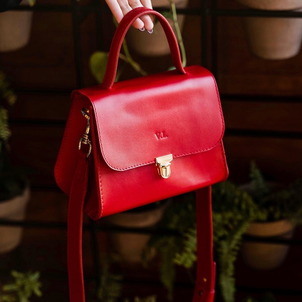 Red Leather Commuter Bag