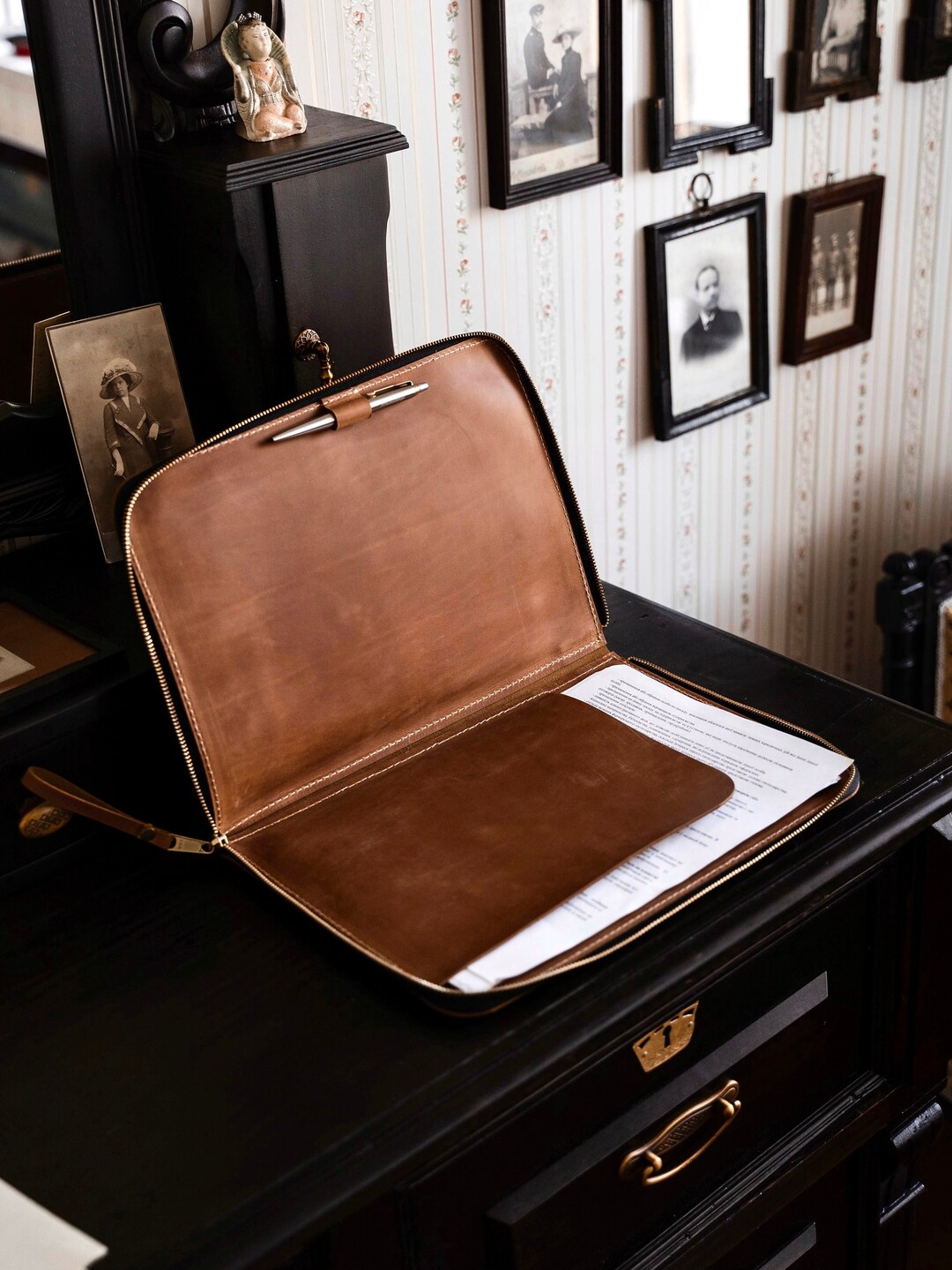 Leather Document Folder, Document Bag, Leather Folder, Monogrammed Document Holder, Laptop