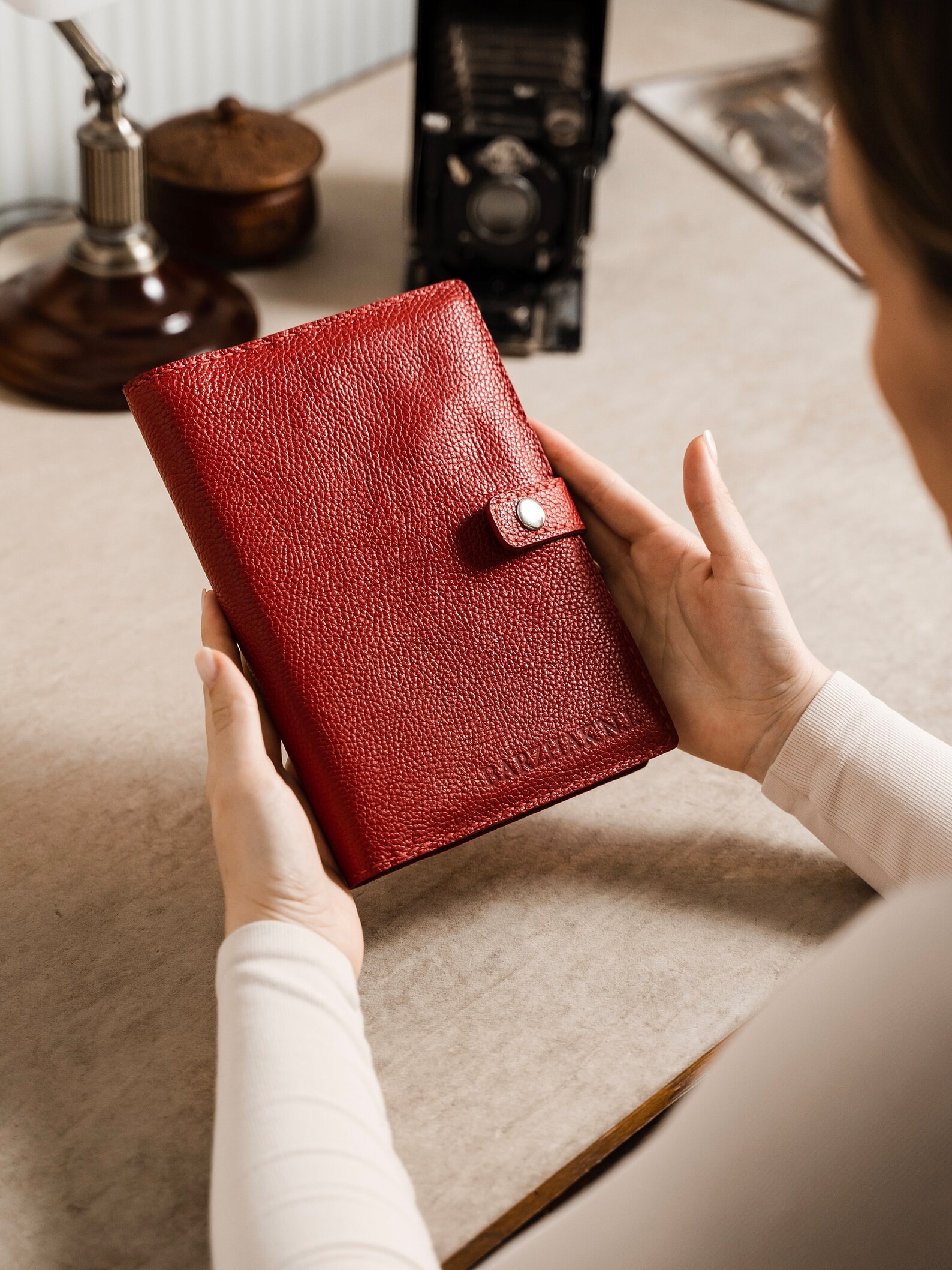 Leather Notebook Red Cover Personalized Journal Genuine Etsy