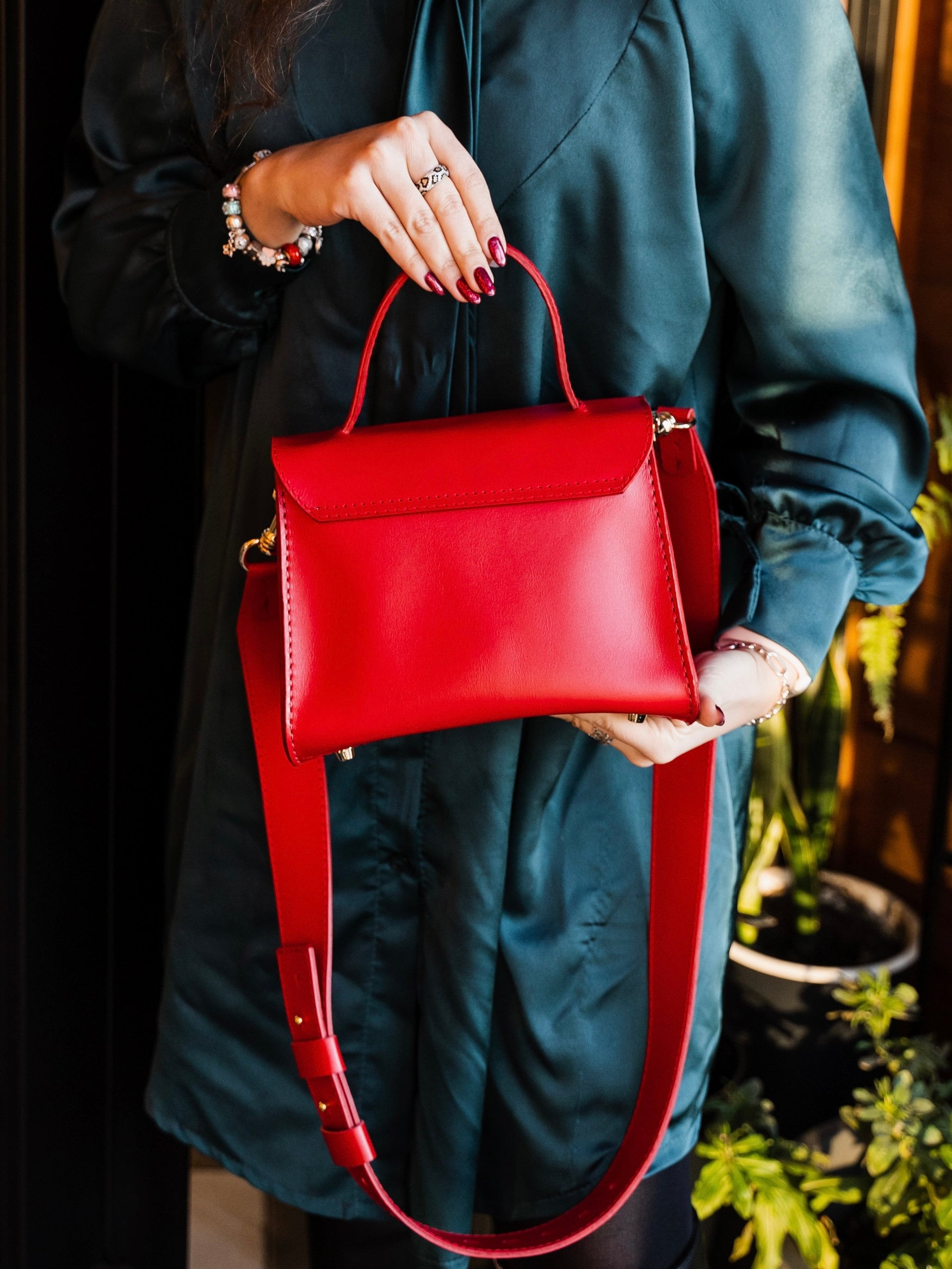 Crossbody Leather Red Bag for Women Red Shoulder Handbag With Etsy