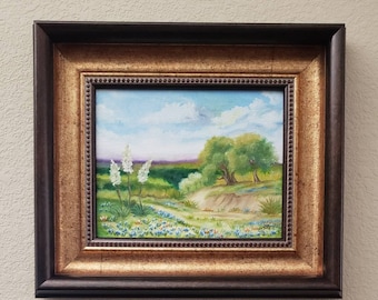 Original oil painting of Texas hill country in the spring