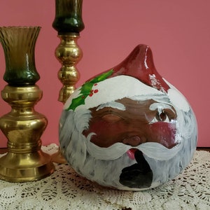 Hand painted Black Santa gourd