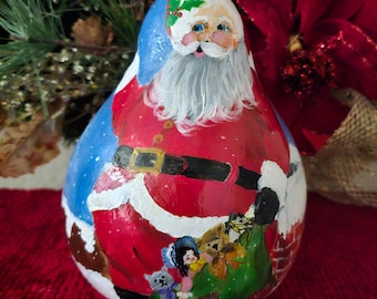 Hand painted Santa gourd