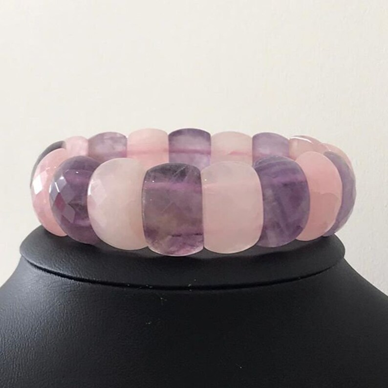 amethyst and rose quartz bracelet.rose quartz earring set