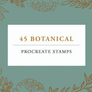 Procreate 45 Floral stamps,flower tattoo stamps, botanical, leaves Procreate wildflower Peony outline