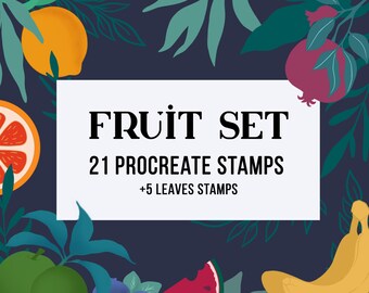 Fruit & Leaves Procreate Stamp Brush Set (26 Stamps)
