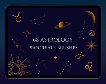 Procreate Astrology Brushes: Zodiac, Constellations, Galaxy Stamps (Digital Download)