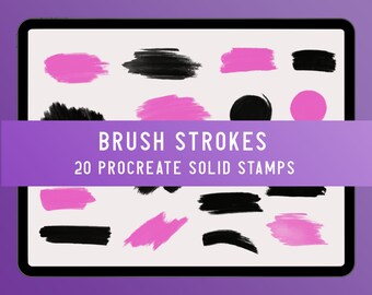 20 Procreate brush strokes, ink brush , black drop collection