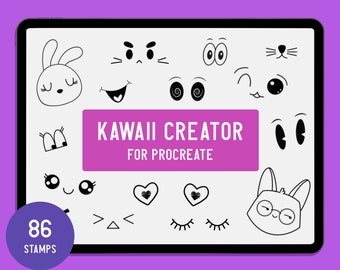 Procreate Kawaii Faces Creator, procreate stamps
