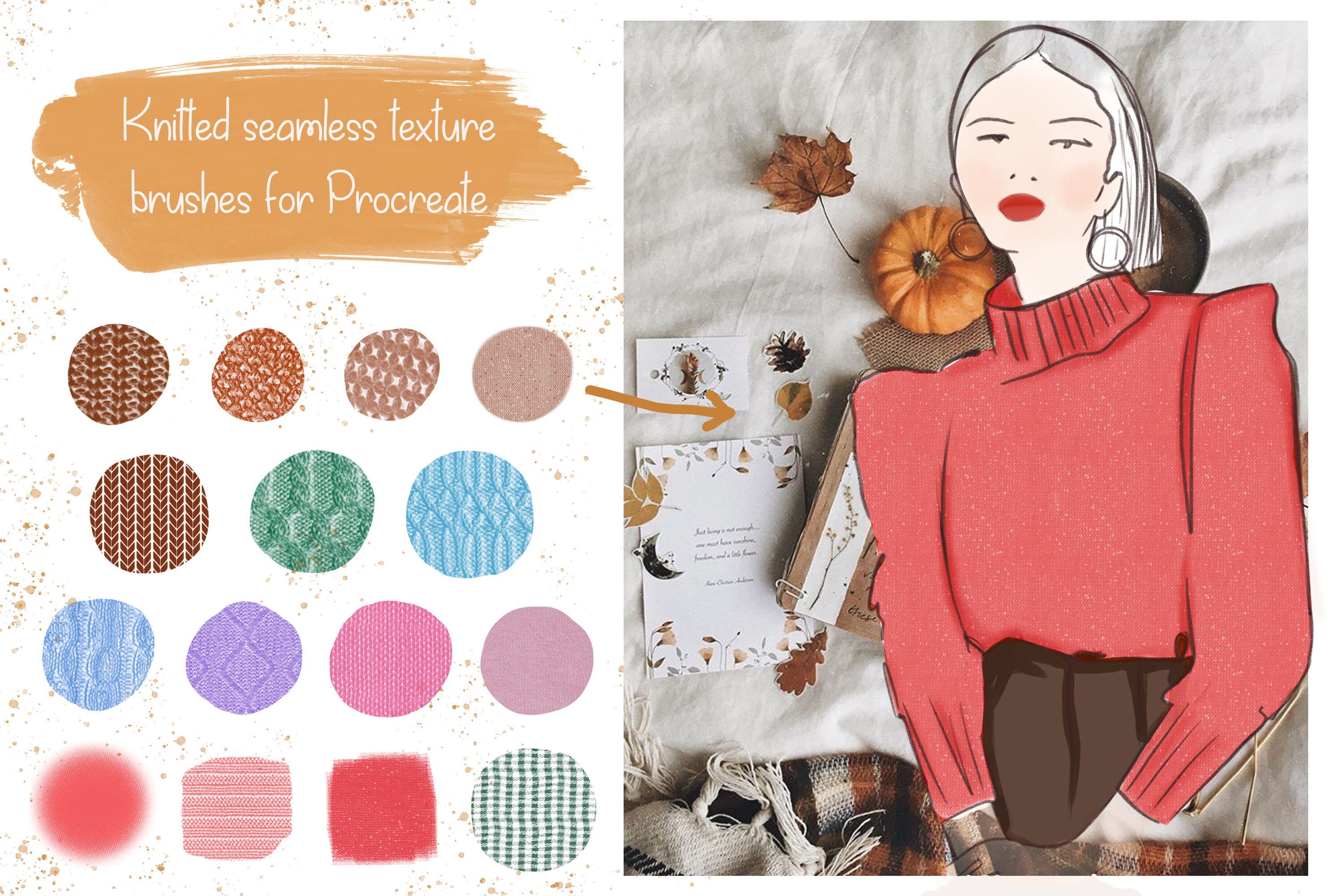 15 Procreate Knit Texture Brushes Fabric Seamless Pattern Etsy