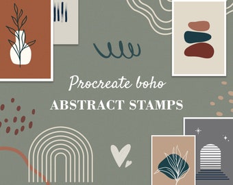 Procreate Boho Abstract Shapes, Procreate doodle stamps