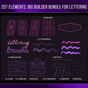 Procreate Lettering grid, Creador de letras, procreate штампованные кисти, шаблон сетки писем, ручная надпись