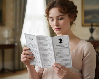 Документы Общества леди Уистлдаун, шаблон информационного бюллетеня Editabe Bridgerton, приглашение на вечеринку для печати, 4 сезон