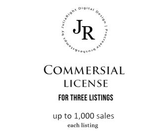 License for 3 listings for Commercial Use of Procreate stamps,brushes