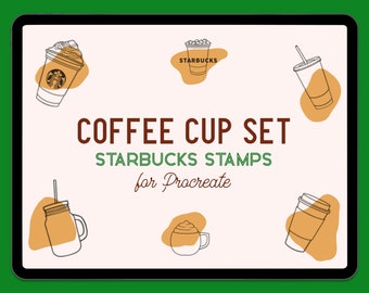Coffee cup set Procreate Stamps, Starbucks Procreate brushes