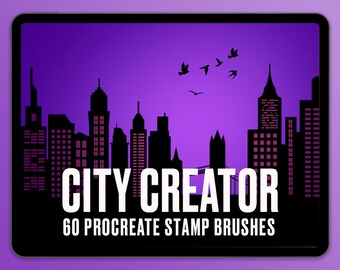 City brushes for Procreate, skyscrapers building stamps, skyline, bridges