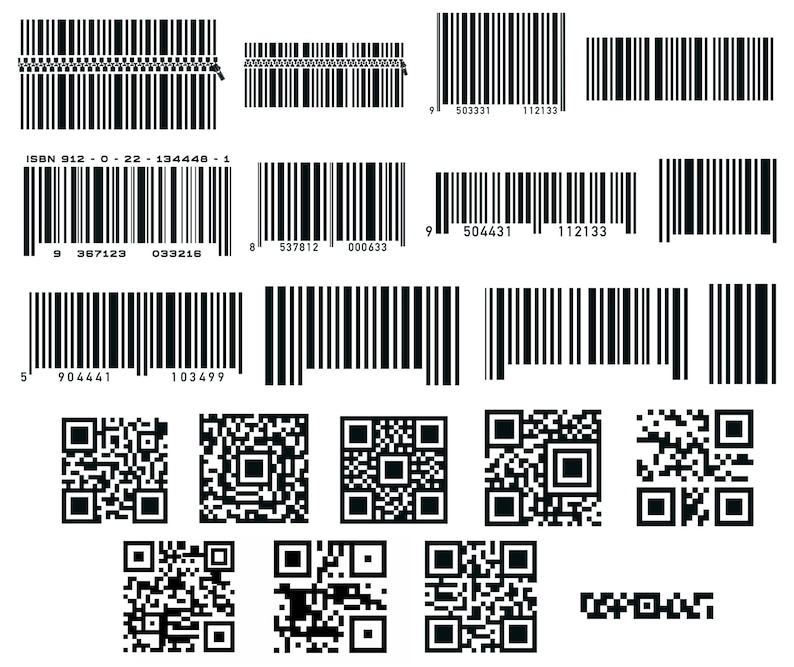 21 Procreate Bar Code Stamp Brushes, QR Code Stamps Etsy