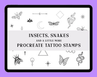 Insect Tattoo Stamps: Procreate Brush Set (Digital Download)