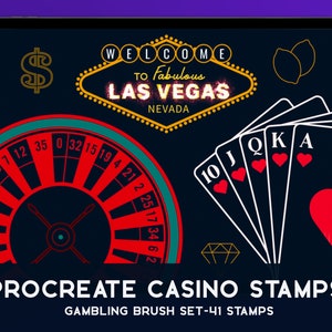 Znaczki kasynowe Procreate, zestaw pędzli do gier hazardowych, karty do gry, Las Vegas