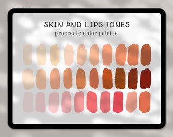 Procreate Skin Tone Color Palette, muestras de color, herramientas de procreate