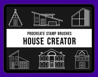 Procreate House builder, разработчик зданий, шаблоны архитектуры дома, штампы для коттеджей
