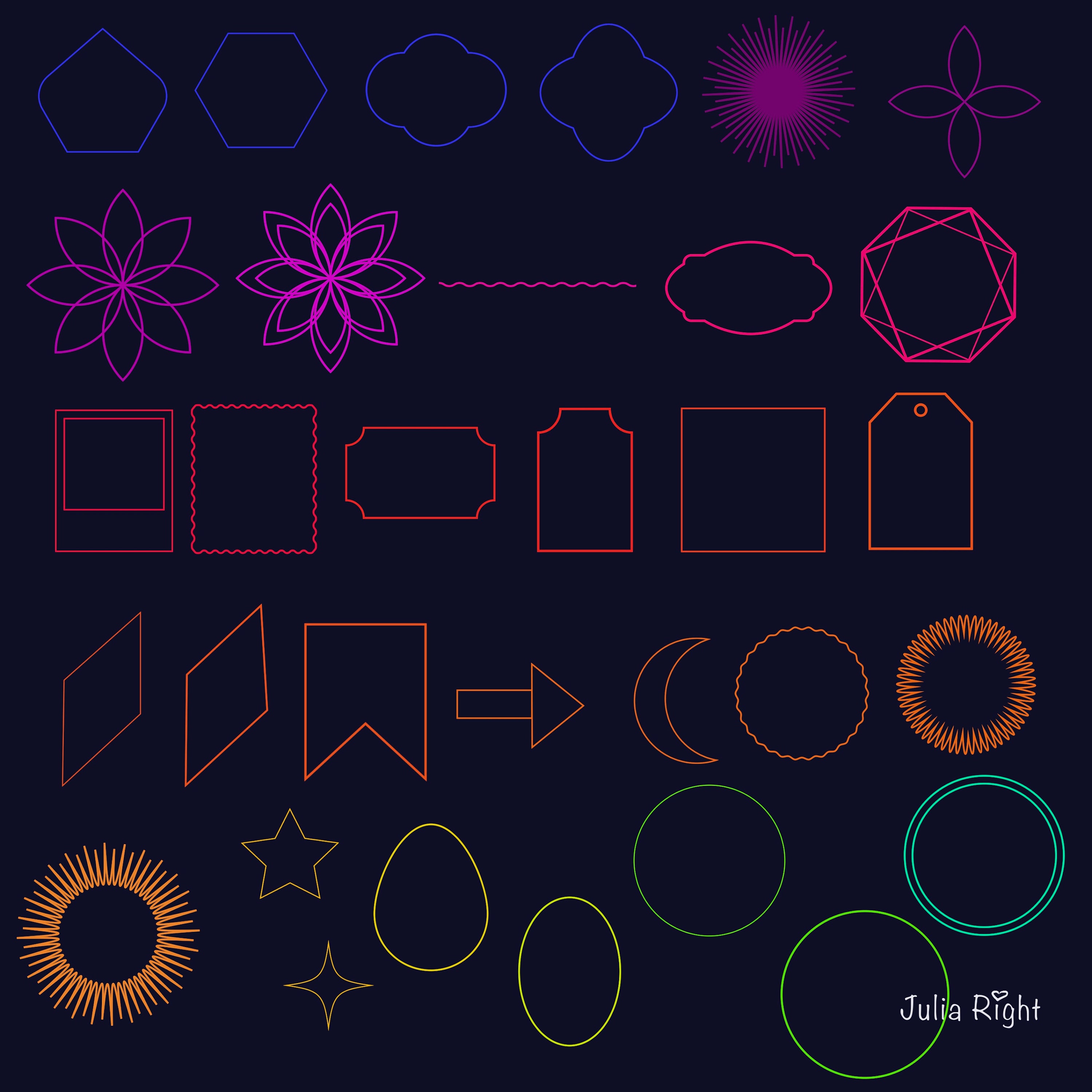 30 Procreate Geometric Shape Stamps Geometric Frame Outline Etsy Canada