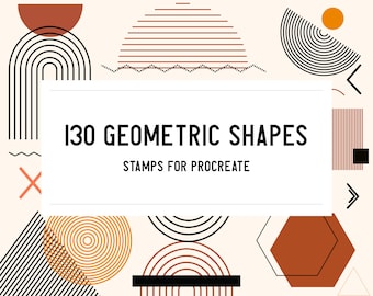 130 Procreate Geometric Shape Stamps,  Geometric shapes, Outline stamps, 2D Geometric Shapes brushes