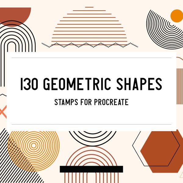 130 Procreate-Stempel für geometrische Formen, geometrische Formen, Umrissstempel, 2D-Pinsel für geometrische Formen