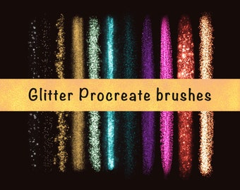 Glitter brush set Procreate, makeup shimmer, shine glow Brushes, lettering brush Procreate