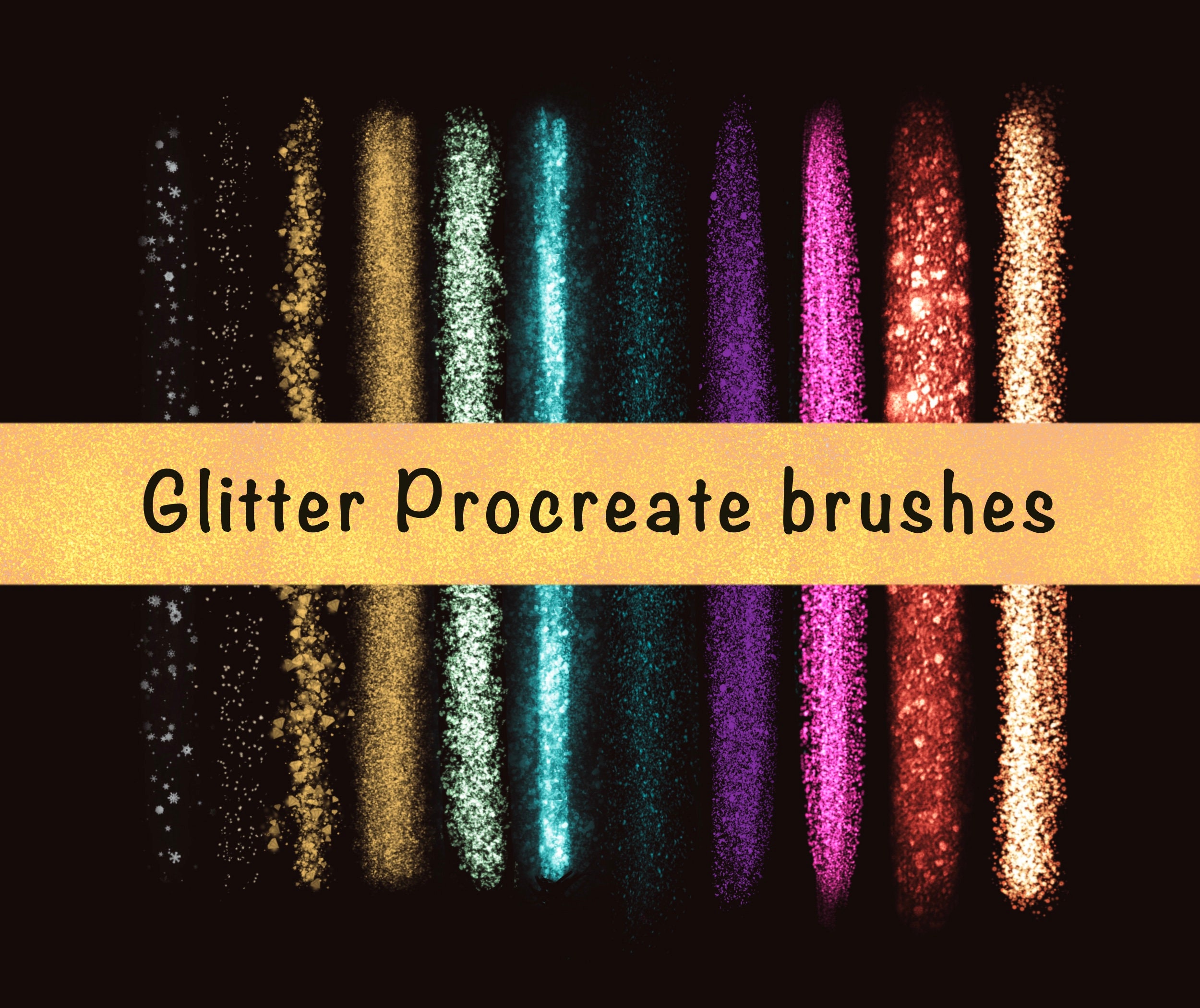 Pinceles de Purpurina para Procreate – 21 pinceles de brillo, resplandor y lettering de maquillaje para iPad