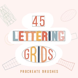 45 Procreate Lettering Grid, construtor de letras, guia de letras, pincéis procreate
