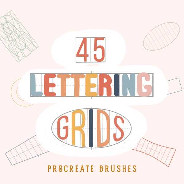 45 Procreate Lettering Grid, letter builder, lettering guide,procreate brushes