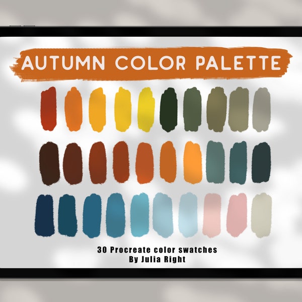 30 Autumn color swatches for Procreate, pumpkin colors