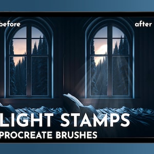 60 pennelli per timbri Light Procreate, raggi di luce, timbri con punti luce, scintillanti, stelle, lucentezza
