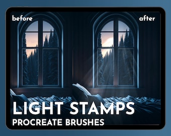Light Procreate Brushes: 60 Light Ray & Spot Stamps (Digital Download)