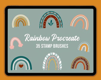 Rainbow Procreate stamp brushes, nursery abstract rainbow