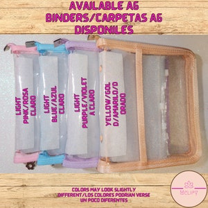 Budget Binder | Clear Glittery | Various Colors | A6 | Includes 6 Clear Envelopes | Personalize Envelopes And Binder Front Cover