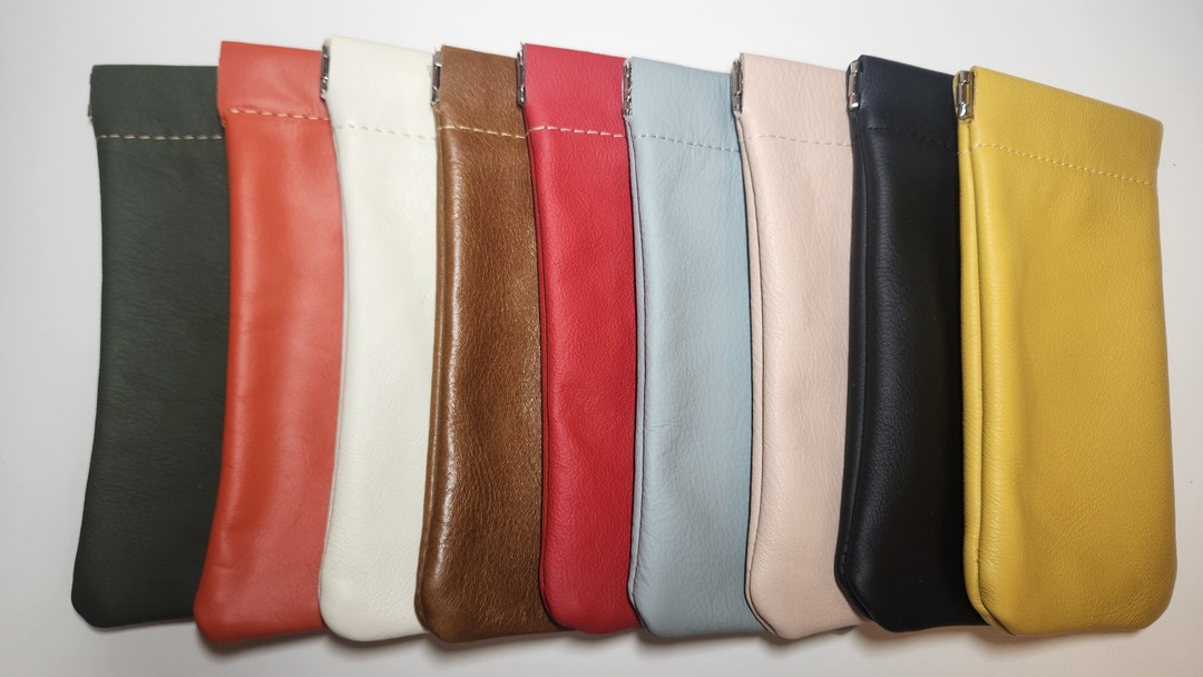 Genuine Leather Spring Top Glasses Case Squeeze Glasses Case Snap Top