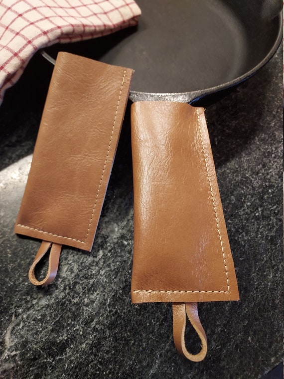 genuine leather cast iron skillet handle